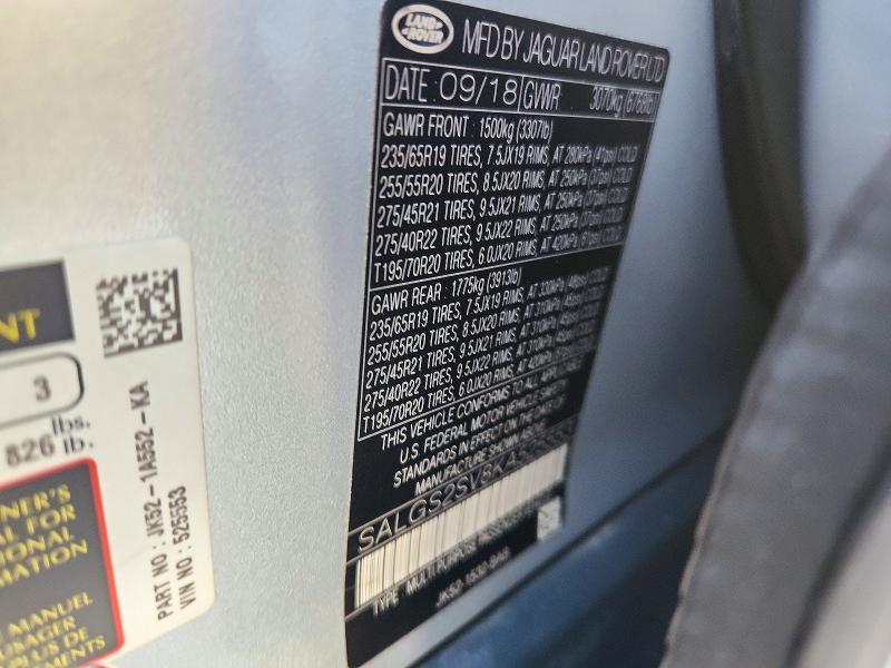2019 Land Rover Range Rover — VIN SALGS2SV8KA525553, şəkil 13