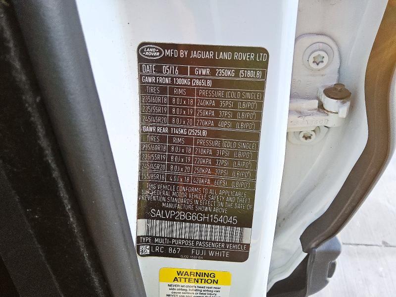 2016 Land Rover Range Rover — VIN SALVP2BG6GH154045, фото 12
