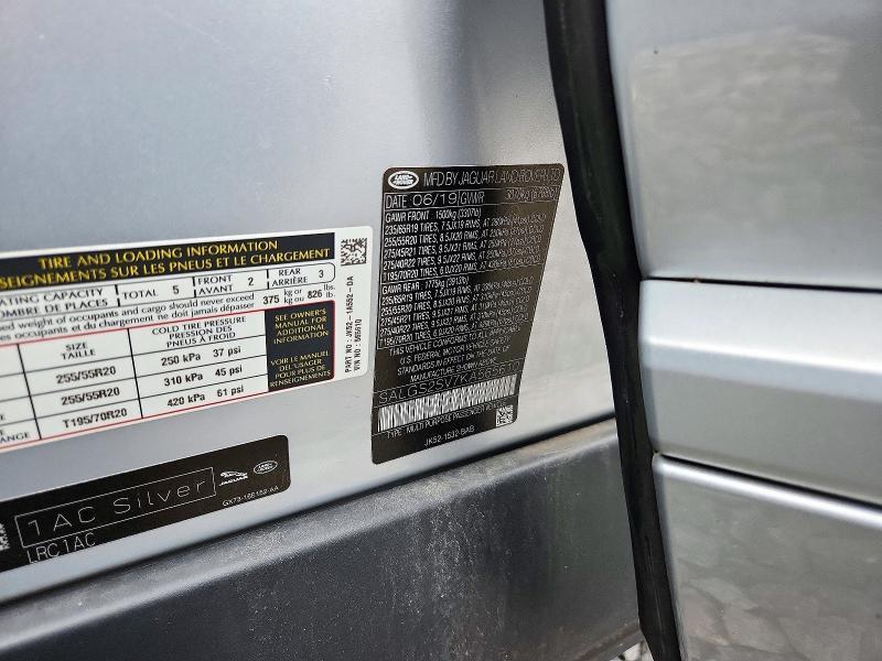 2019 Land Rover Range Rover — VIN SALGS2SV7KA565610, şəkil 12