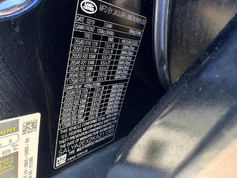 2019 Land Rover Range Rover — VIN SALYA2EX2KA217265, şəkil 12