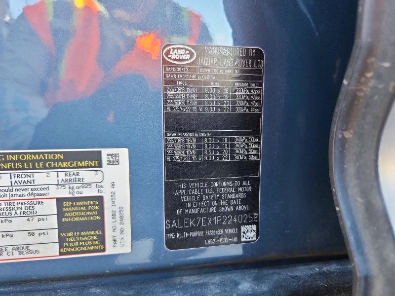2023 Land Rover Defender — VIN SALEK7EX1P2240258, şəkil 13