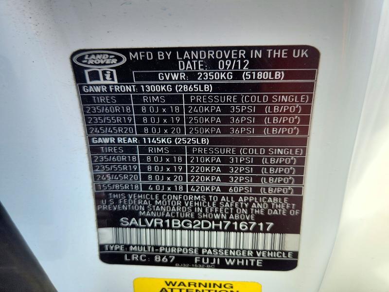 SALVR1BG2DH716717 2013 Land Rover Range Rover photo no. 13