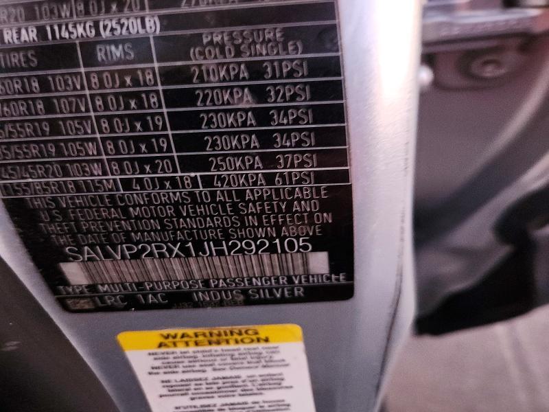 2018 Land Rover Range Rover — VIN SALVP2RX1JH292105, şəkil 12
