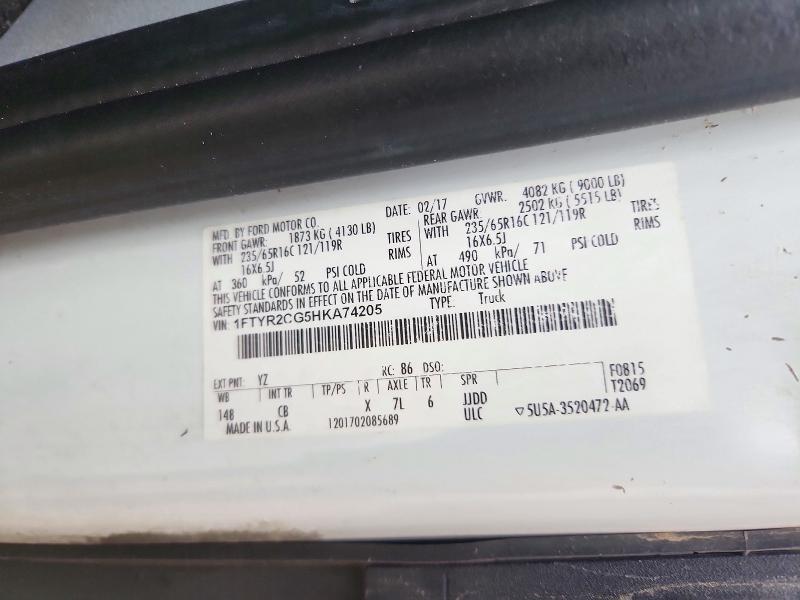 2017 Ford Transit — VIN 1FTYR2CG5HKA74205, şəkil 13