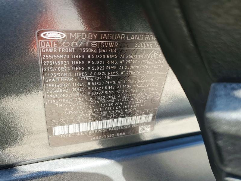2019 Land Rover Range Rover — VIN SALGS5RE9KA522913, şəkil 13
