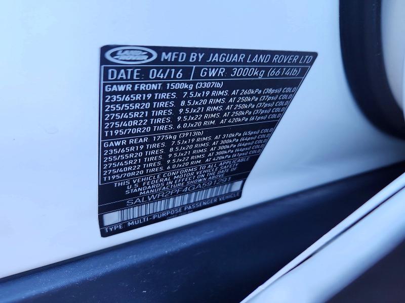 2016 Land Rover Range Rover — VIN SALWR2PF4GA591291, şəkil 13