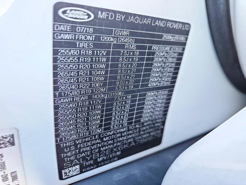 2019 Land Rover Range Rover — VIN SALYB2EX6KA786679, şəkil 13