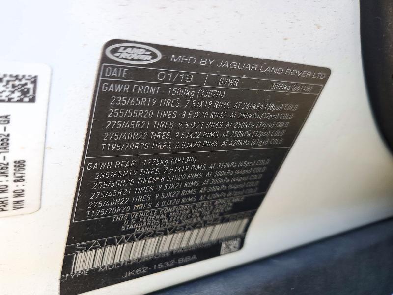 2019 Land Rover Range Rover — VIN SALWV2SV5KA847666, şəkil 13