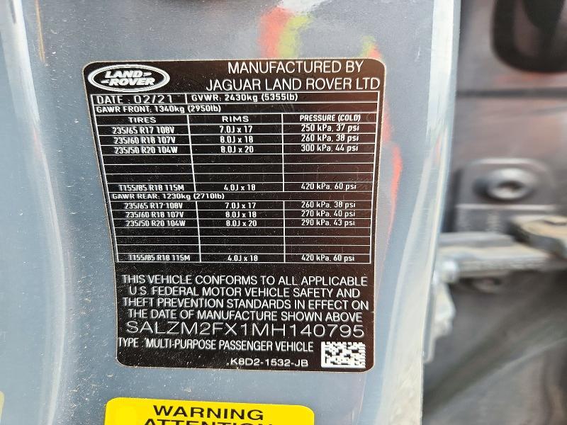 2021 Land Rover Range Rover — VIN SALZM2FX1MH140795, şəkil 13
