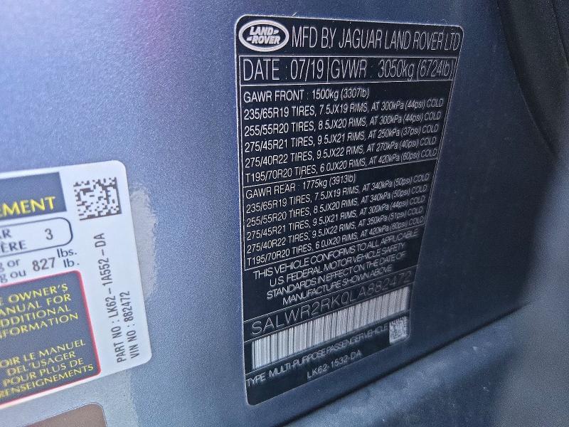 2020 Land Rover Range Rover — VIN SALWR2RK0LA882472, şəkil 14