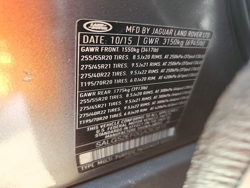 2016 Land Rover Range Rover — VIN SALGS2EF0GA263815, şəkil 14