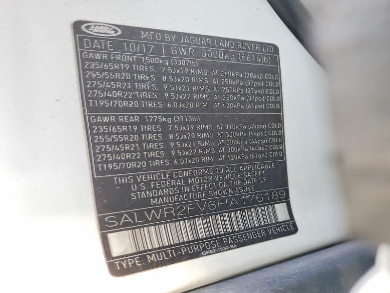 SALWR2FV6HA176189 2017 Land Rover Range Rover photo no. 13
