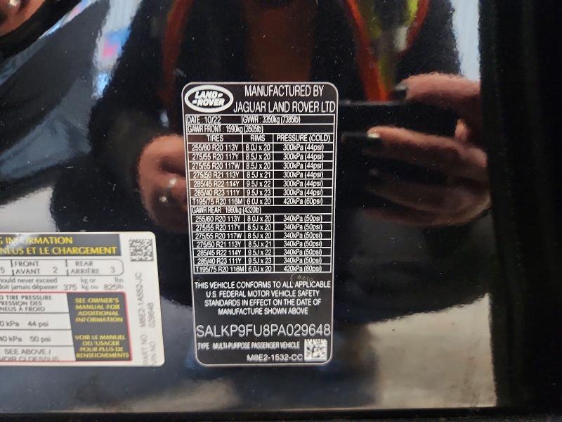 2023 Land Rover Range Rover — VIN SALKP9FU8PA029648, şəkil 12