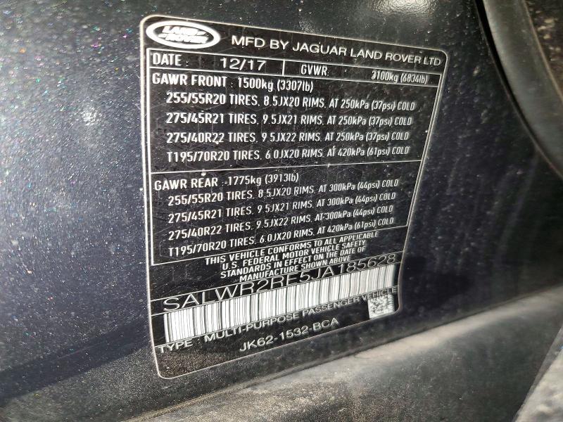 2018 Land Rover Range Rover — VIN SALWR2RE5JA185628, şəkil 14