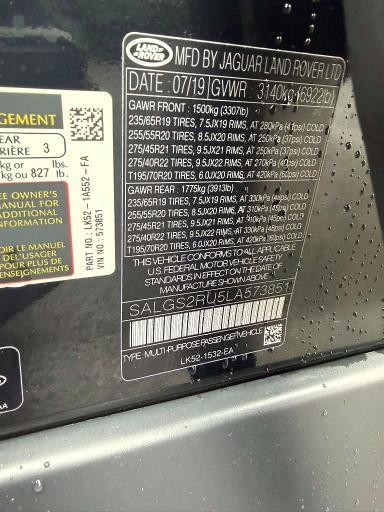 2020 Land Rover Range Rover — VIN SALGS2RU5LA573851, şəkil 10