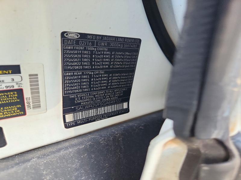 2016 Land Rover Range Rover — VIN SALWR2VF5GA649122, şəkil 13