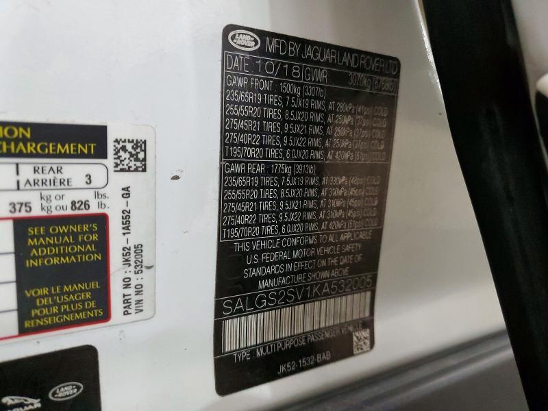 SALGS2SV1KA532005 2019 Land Rover Range Rover photo no. 13