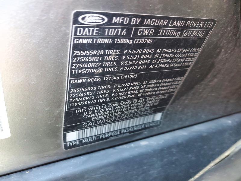 2017 Land Rover Range Rover — VIN SALWR2FE5HA124455, şəkil 13