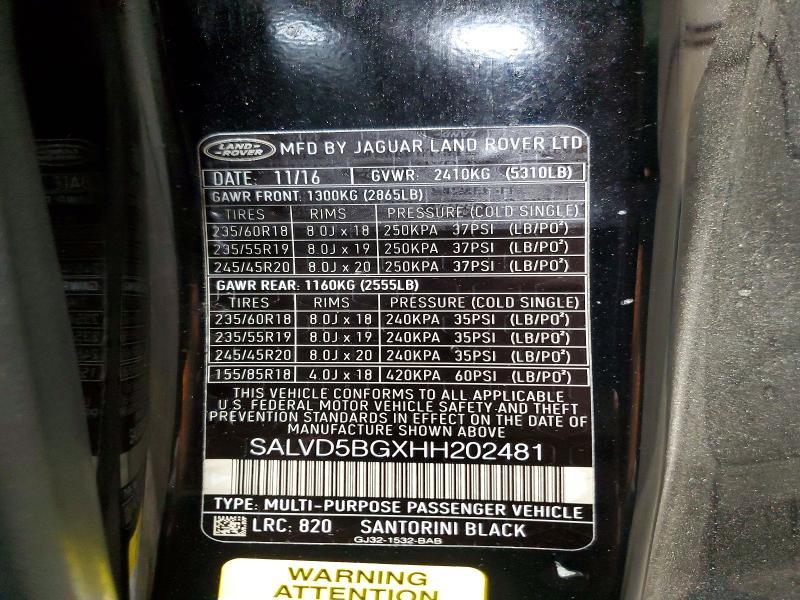 2017 Land Rover Range Rover — VIN SALVD5BGXHH202481, şəkil 13