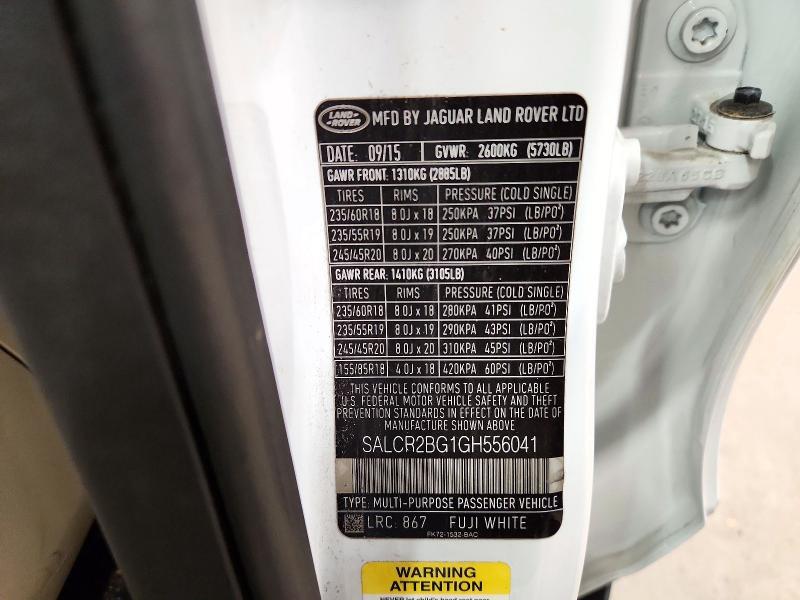 SALCR2BG1GH556041 2016 Land Rover Discovery photo no. 13