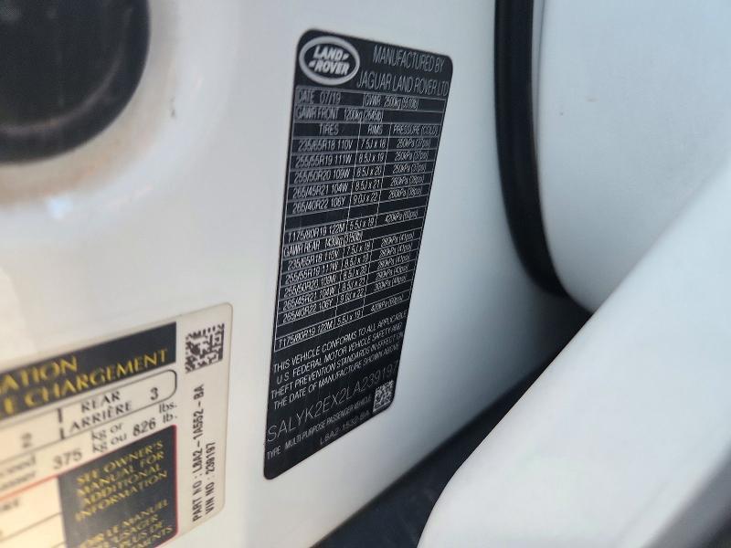 2020 Land Rover Range Rover — VIN SALYK2EX2LA239197, şəkil 12