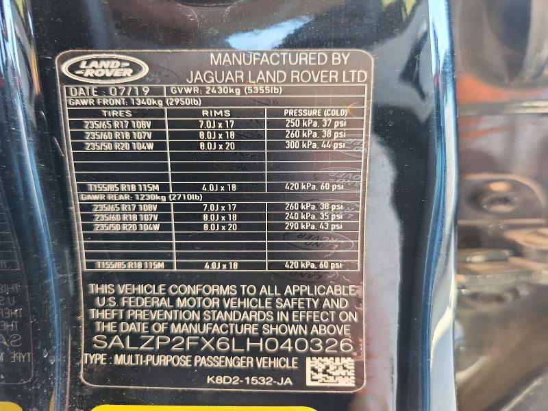 2020 Land Rover Range Rover — VIN SALZP2FX6LH040326, şəkil 14