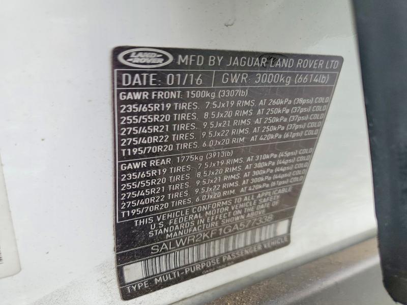 SALWR2KF1GA577338 2016 Land Rover Range Rover photo no. 13