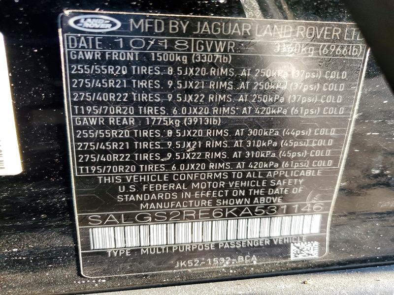 SALGS2RE6KA531146 2019 Land Rover Range Rover photo no. 13
