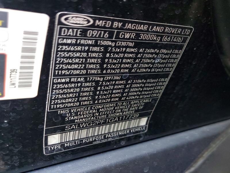 2016 Land Rover Range Rover — VIN SALWG2PF1GA117739, şəkil 13