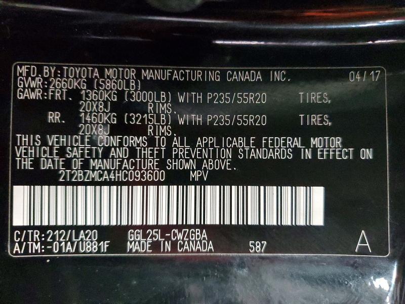 2017 Lexus RX — VIN 2T2BZMCA4HC093600, şəkil 13
