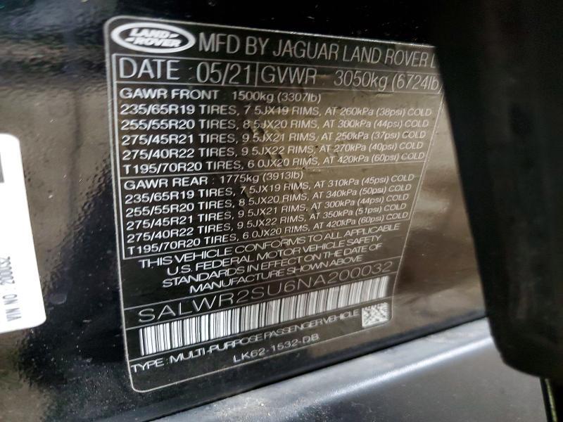 SALWR2SU6NA200032 2022 Land Rover Range Rover photo no. 14