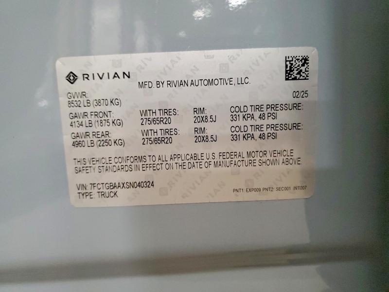 7FCTGBAAXSN040324 2025 Rivian R1T photo no. 12