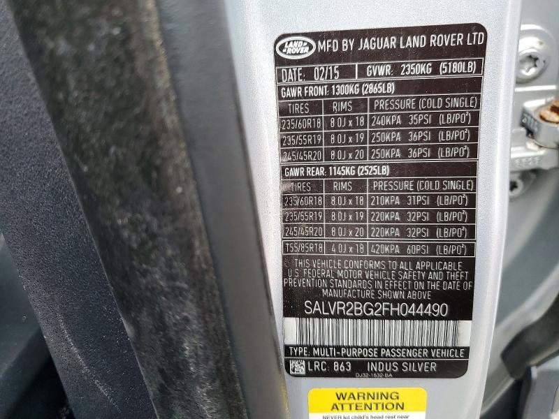 SALVR2BG2FH044490 2015 Land Rover Range Rover photo no. 13