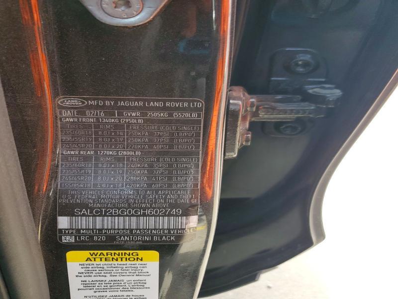 2016 Land Rover Discovery — VIN SALCT2BG0GH602749, şəkil 13
