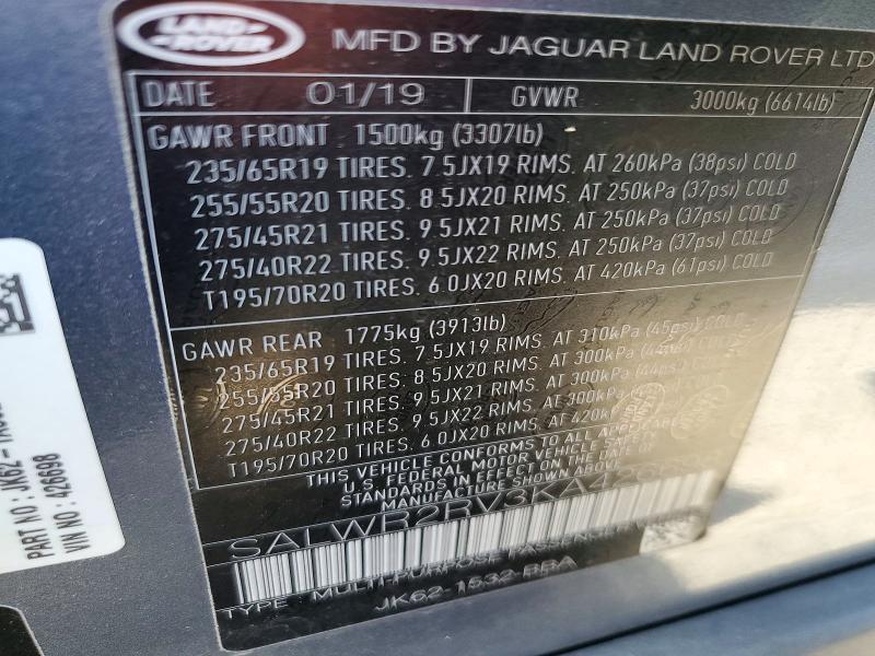 SALWR2RV3KA426698 2019 Land Rover Range Rover photo no. 12