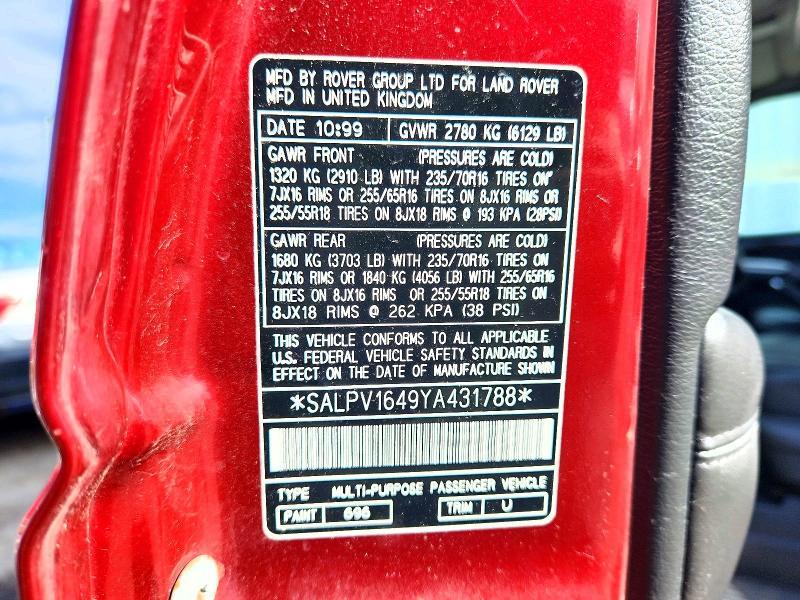 SALPV1649YA431788 2000 Land Rover Range Rover photo no. 12