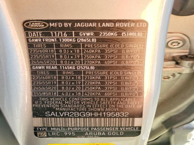 SALVR2BG9HH195832 2017 Land Rover Range Rover photo no. 13