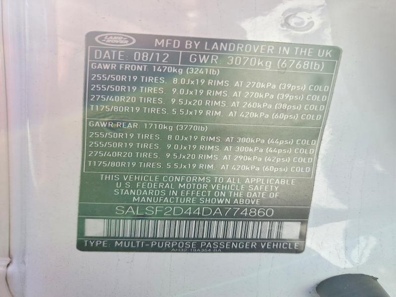 SALSF2D44DA774860 2013 Land Rover Range Rover photo no. 12