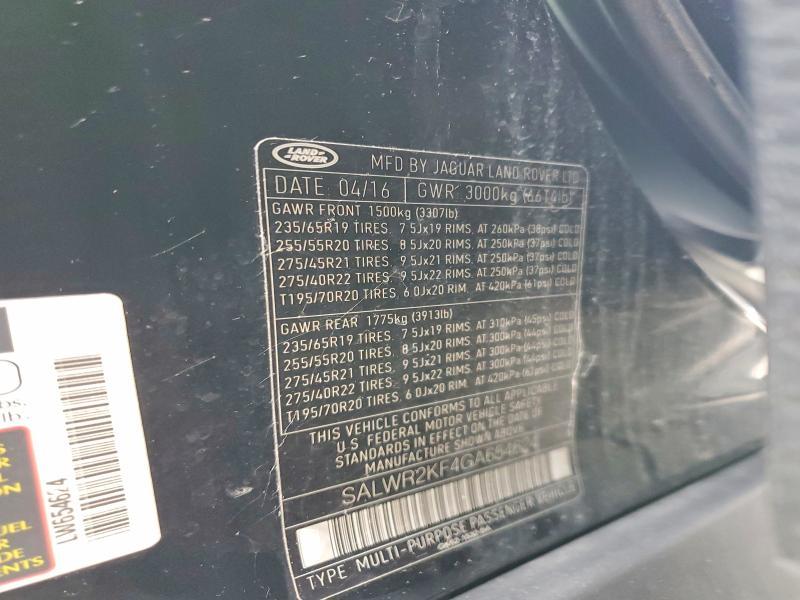 SALWR2KF4GA654624 2016 Land Rover Range Rover photo no. 12