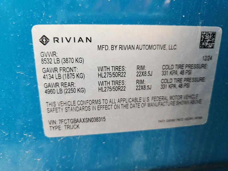 7FCTGBAAXSN038315 2025 Rivian R1T photo no. 12