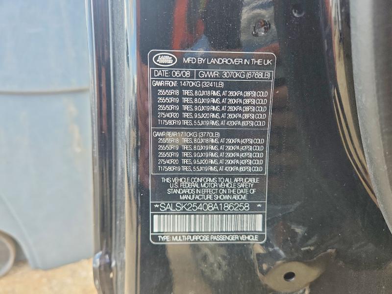 SALSK25408A186258 2008 Land Rover Range Rover photo no. 12