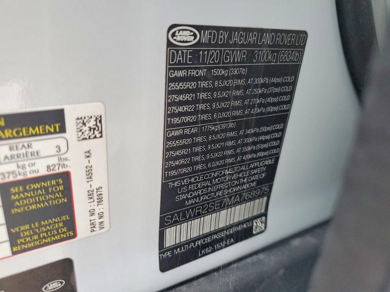 SALWR2SE7MA768975 2021 Land Rover Range Rover photo no. 14