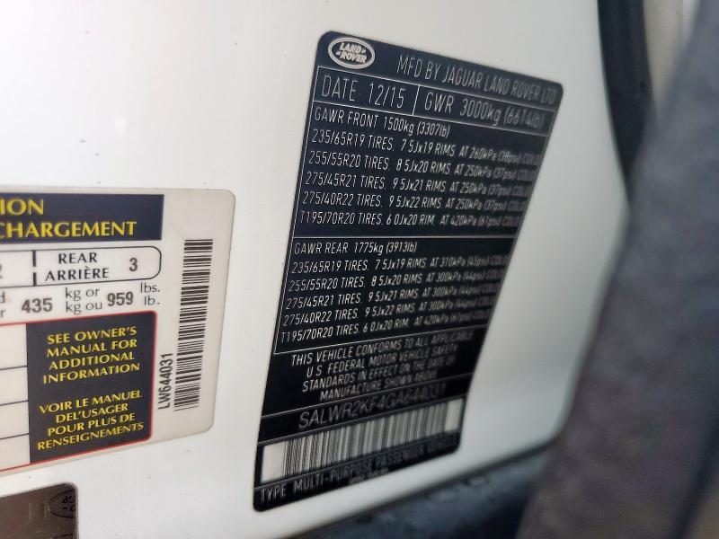 SALWR2KF4GA644031 2016 Land Rover Range Rover photo no. 13