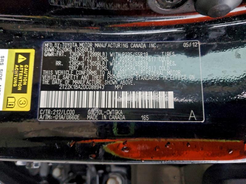 2T2ZK1BA2DC088943 2013 Lexus RX photo no. 14