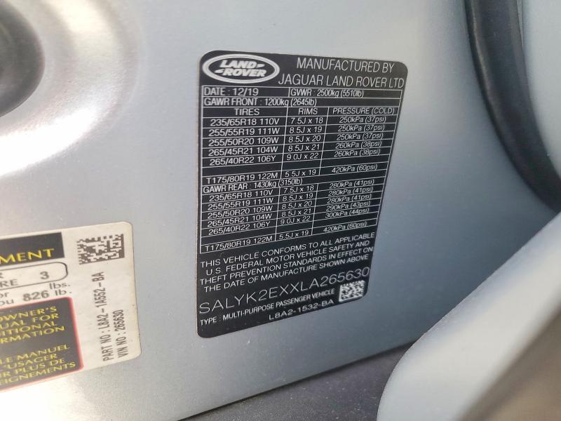 SALYK2EXXLA265630 2020 Land Rover Range Rover photo no. 14