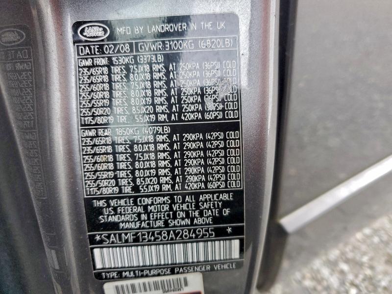 SALMF13458A284955 2008 Land Rover Range Rover photo no. 13