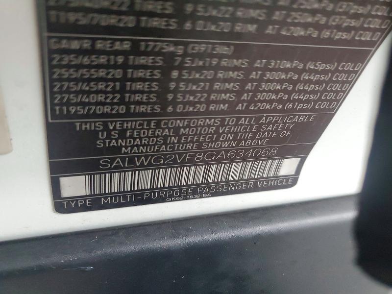 SALWG2VF8GA634068 2016 Land Rover Range Rover photo no. 13
